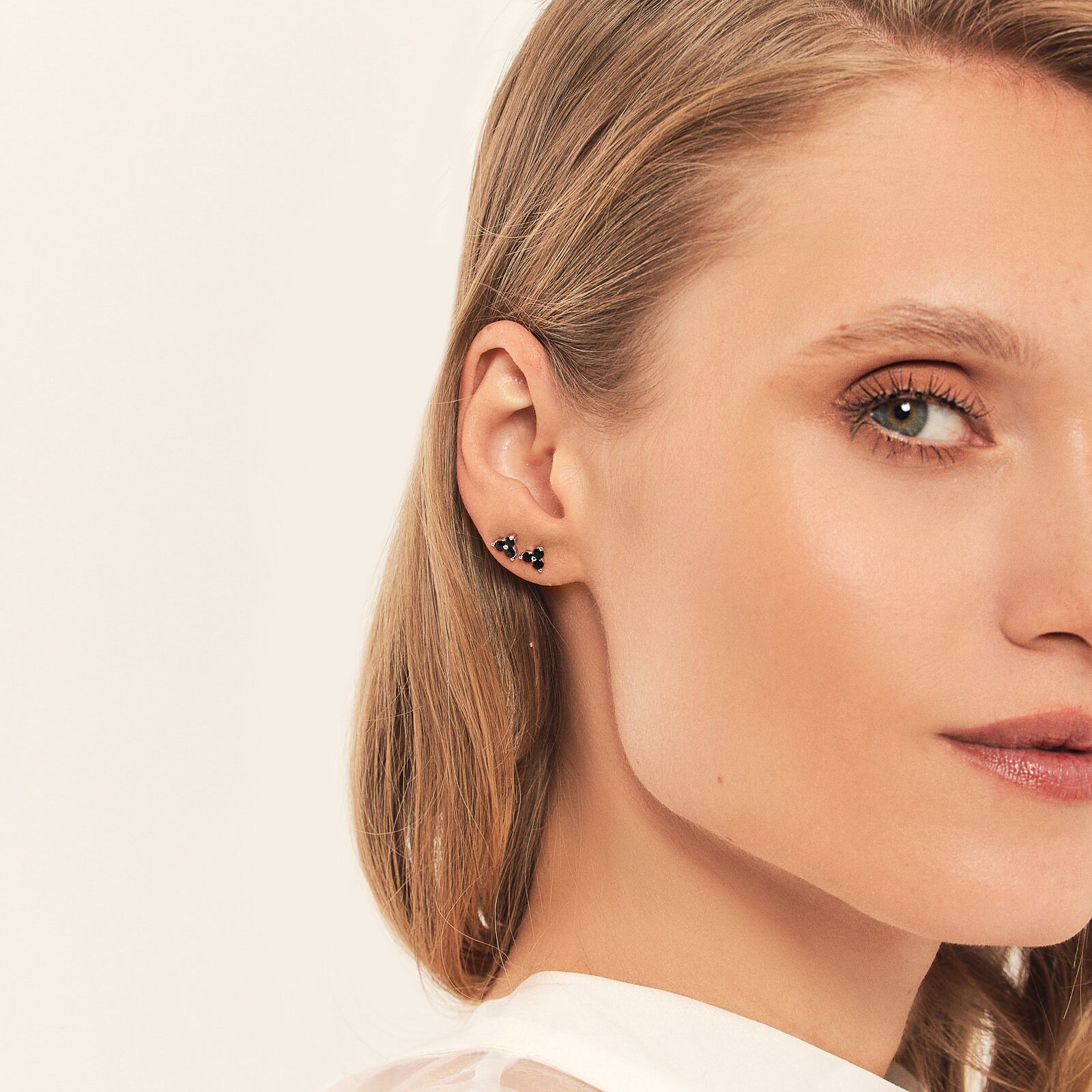 black ZC stud 3 earrings