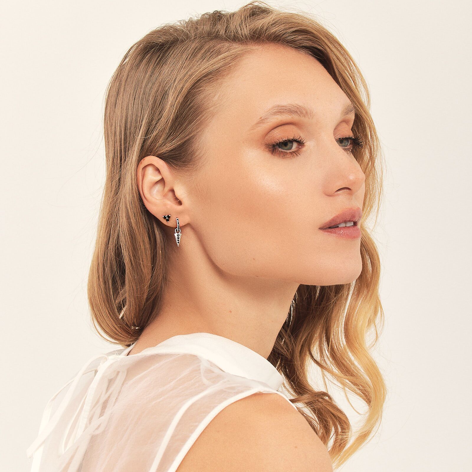 black ZC stud 3 earrings